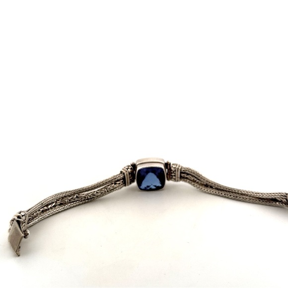 SARDA 925 Sterling Silver lab created Sapphire bracelet - Picture 4 of 15